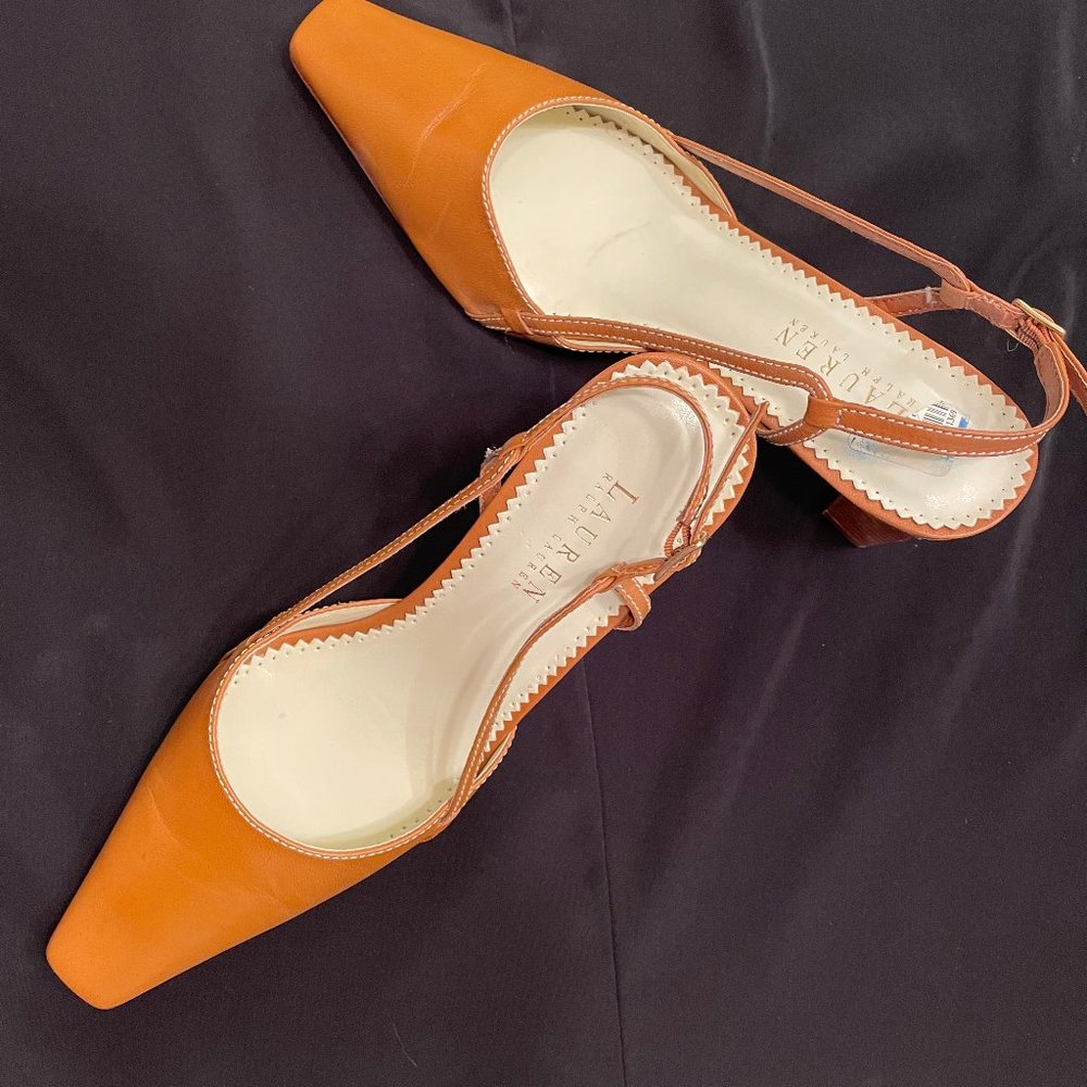 Never worn Ralph Lauren leather sling backs